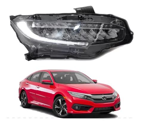 Faro Honda Civic 2016 2017 2018 2019 Derecho Full Leds Meses sin interés