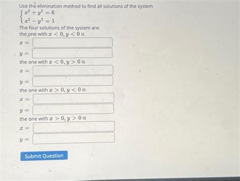 Solved Use The Elimination Method To Find All Solutions Of Chegg