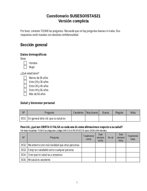 Cuestionario Suseso Istas Versi N Completa Para Aplicaci N En Papel