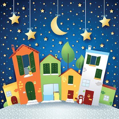 City Road In Cartoon Style, By Night Stock Clipart | Royalty-Free ...