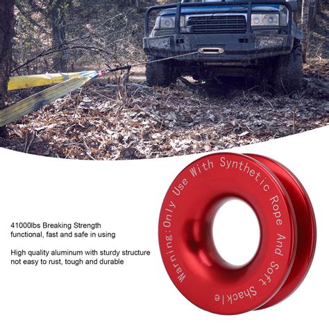 Red Winch Snatch Recovery Ring 41000lbs Breaking Strength For 7 16in 1