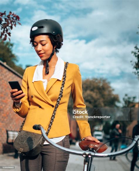 Woman With Bike Commuting In London Stock Photo Download Image Now