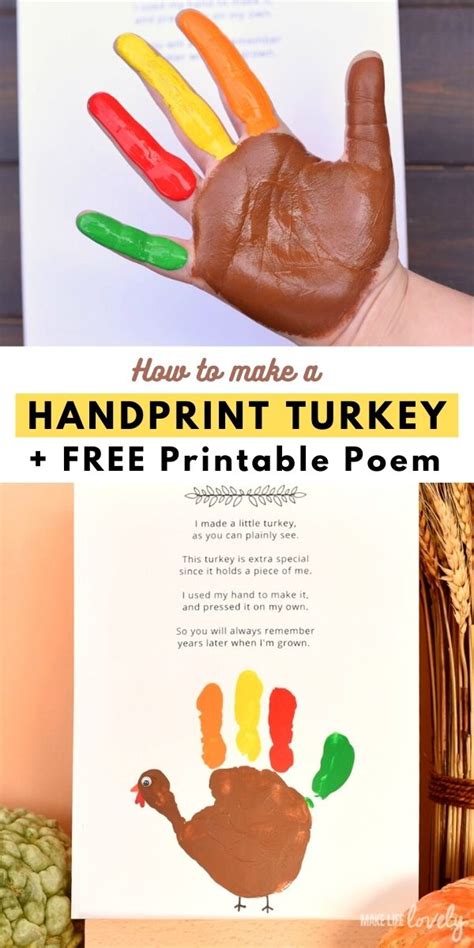 CUTEST Turkey Handprint Craft + Poem Printable in 2023 | Fun ...