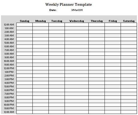 20 Weekly Hourly Planner Template Excel