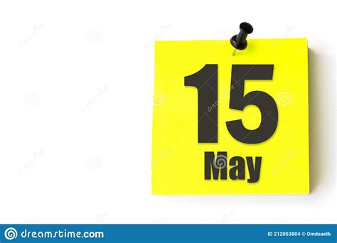 May 15th Day 15 Of Month Calendar Date Yellow Sheet Of The Calendar