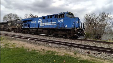 NS 29A With NS 8098 Conrail Heritage Unit Leading And A Friendly Crew