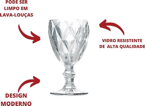 Jogo De Ta As De Vidro Diamond Transparente Ml Bebidas Gua Sucos