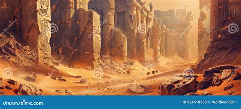 An Ancient Desert Ruins Background With Crumbling Stone Structures