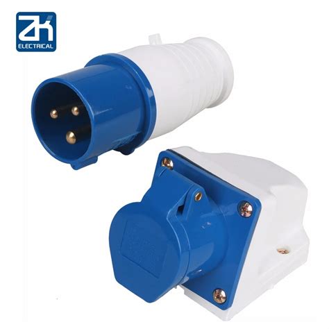 16 3 Pin Industrial Plug Socket 220 250v Weatherproof Ip44 2p