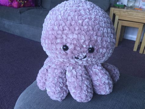 Plush pink crochet octopus soft toy nursery decor soft and | Etsy