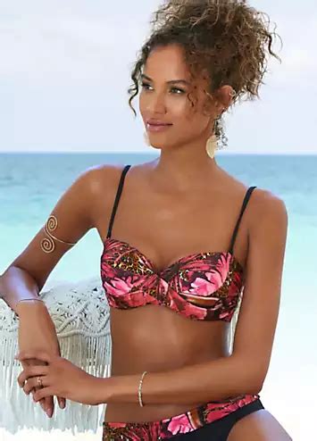 Pink Print Underwired Bandeau Bikini Set By LASCANA Swimwear365