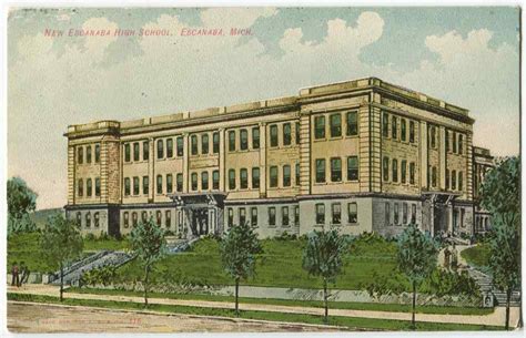 New Escanaba High School, Escanaba MI Michigan 1907 | eBay