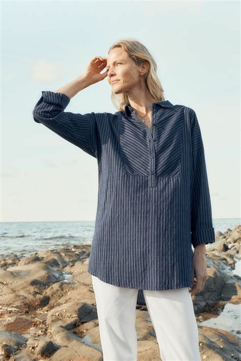 Women Seasalt Cornwall Shirts And Blouses Packet Boat Longline Shirt