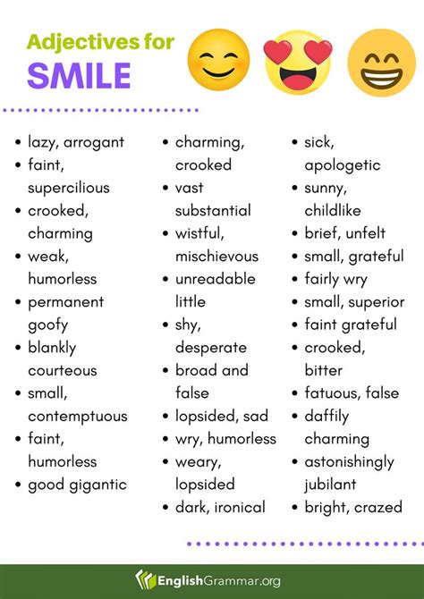 Adjectives For Smile Good Vocabulary Words Learn English Words