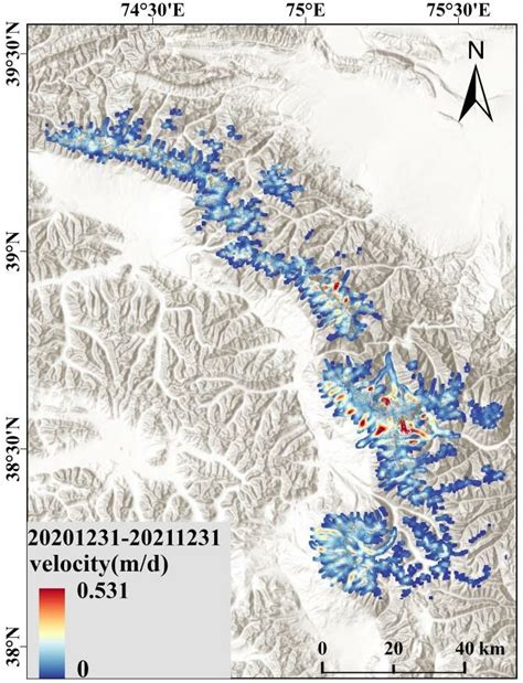 Map of the annual average flow velocity of the eastern Pamir Plateau... | Download Scientific ...