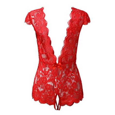 Pzocapte Outfits For Women Lingerie Corset Women Floral Lace Scallop Trim Lingerie Bodysuit