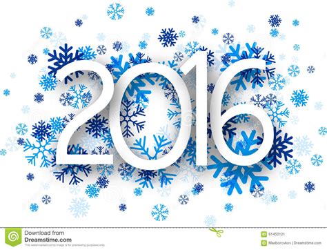 2016 Paper Sign Over Snowflakes Stock Vector Illustration Of Month