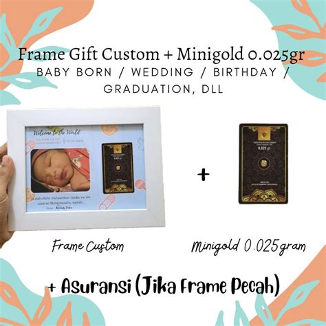 Jual Frame Custom Gift Minigold Wisuda Baby Born Wedding Birthday