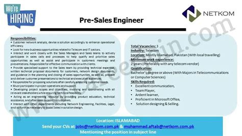 Netkom Technologies Pvt Ltd Jobs Pre Sales Engineer