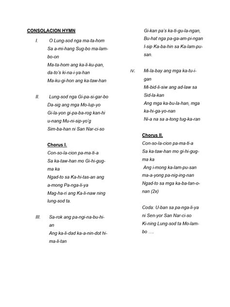 Consolacion Hymn Pdf