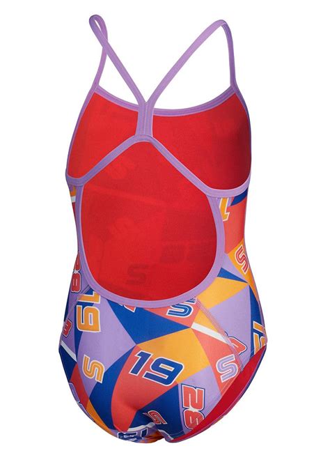 Speedo Girls Digital Allover Splashback Swimsuit Black Pink