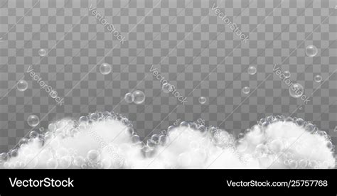 Soap Foam And Bubbles On Transparent Background Vector Image