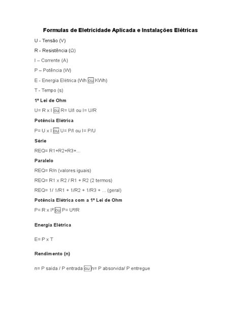 Pdf Formulas De Eletricidade Aplicada E Instalações Elétricas Dokumentips