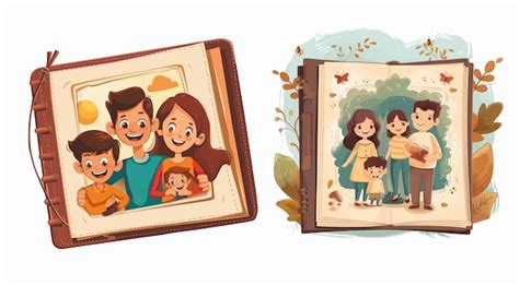 Álbum de fotos familiares ilustración moderna de dibujos animados del