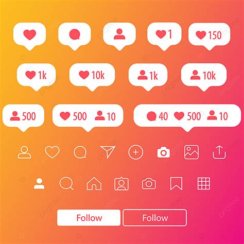 Instagram Followers Like Vector Art Png Collection Of Instagram Icons