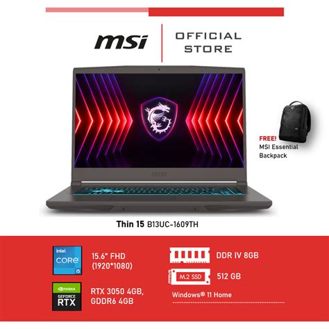 Msi Thin B Uc Th Fhd Rtx Gb Gddr Gb Notebook