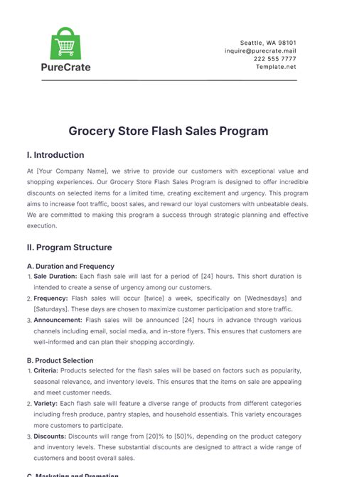 Free Grocery Store Flash Sales Program Template to Edit Online