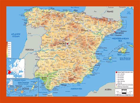 Physical map of Spain | Maps of Spain | Maps of Europe | GIF map | Maps ...