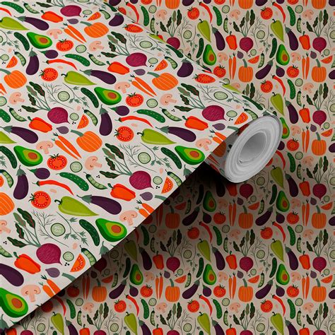 Delicious Vegetables Pattern Wallpaper Roll for Kitchen - Magic Decor