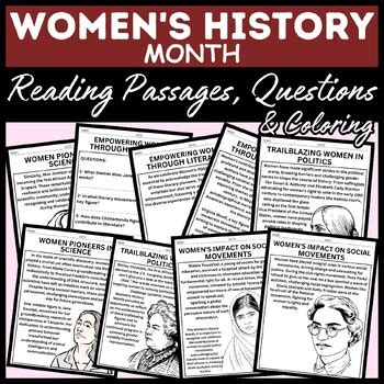 Women S History Month Reading Comprehension Passages Questions