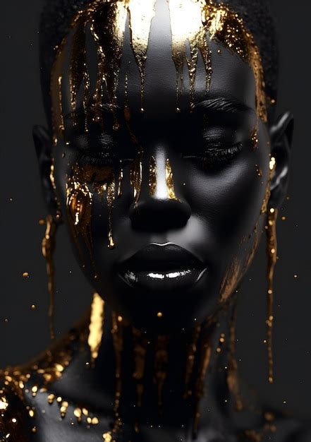 Premium Photo A Woman With Gold Paint On Her Face