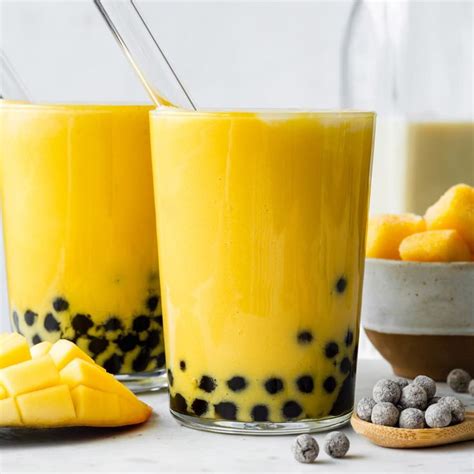 Homemade Mango Bubble Tea Recipe Bubble Tea Healthy Drinks