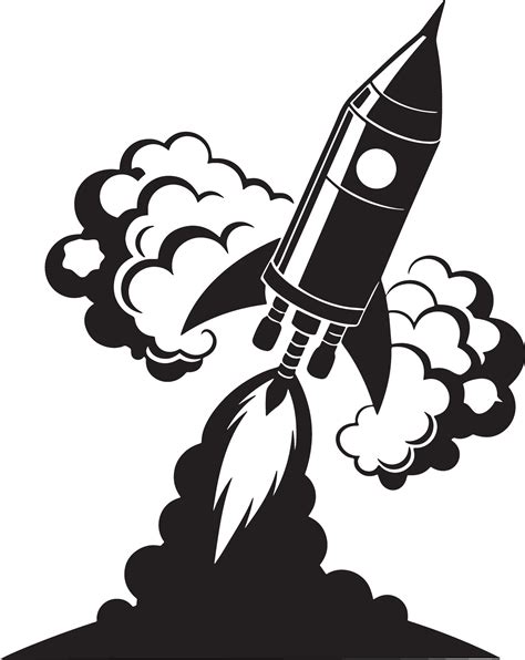 rocket in space illustraation black and white 46793711 Vector Art at ...