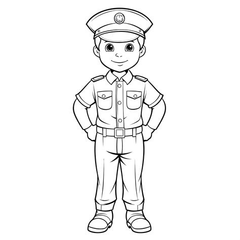 Premium Vector | Policeman_Isolated_Coloring_Page_for_Kids_vector