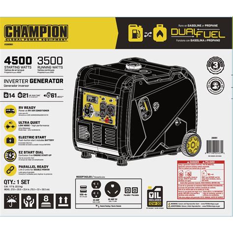champion  dual fuel electricrecoil inverter generator  quiet
