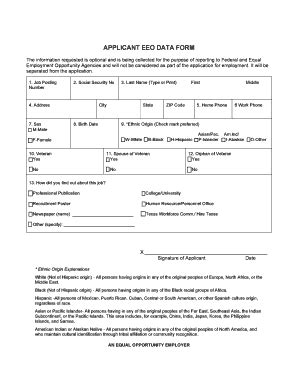 Applicant Eeo Data Form California Fill And Sign Printable Template