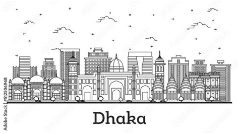 Outline Dhaka Bangladesh City Skyline With Historic Buildings Isolated On White Video Animation