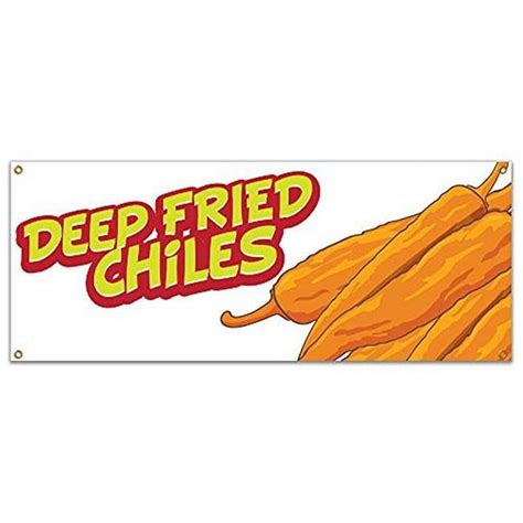 Signmission 48 In Deep Fried Chiles Banner With Concession Stand Food