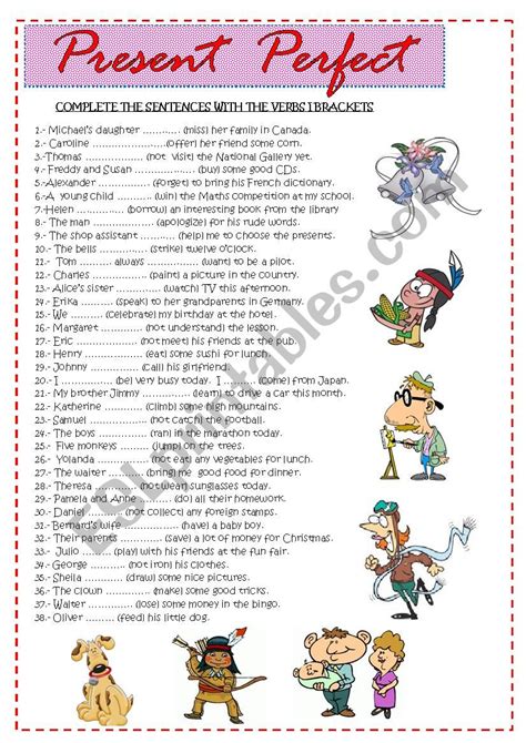 Present Perfect Tense Worksheet Free Printable