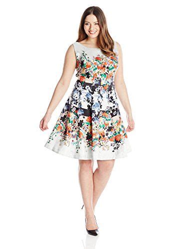 Julian Taylor Womens Plus Size Sleeveless Floral Print Fit And Flare