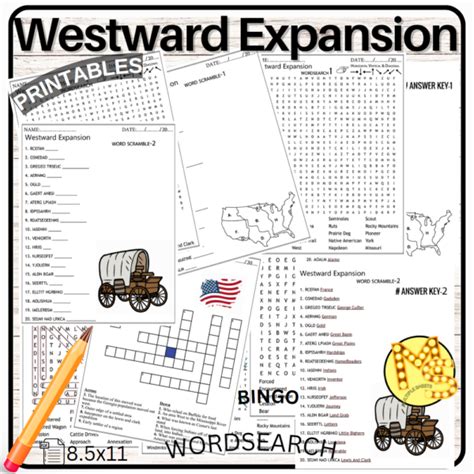 Westward Expansion Worksheets Crossword Word Scramble Word Search