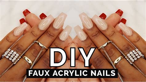 DIY EASY FAKE NAILS AT HOME! (NO ACRYLIC) | Fake nails, Acrylic nails ...