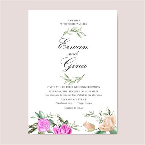 Premium Vector Watercolor Floral Wedding Invitation Template Card