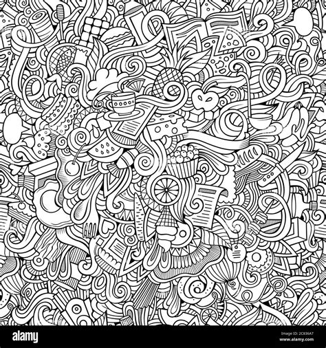 Doodles Hand Drawn Food Seamless Pattern Stock Vector Image And Art Alamy