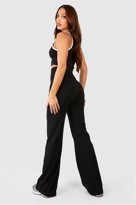 Trousers Tall Jersey Cotton Basic Wide Leg Trousers Boohoo