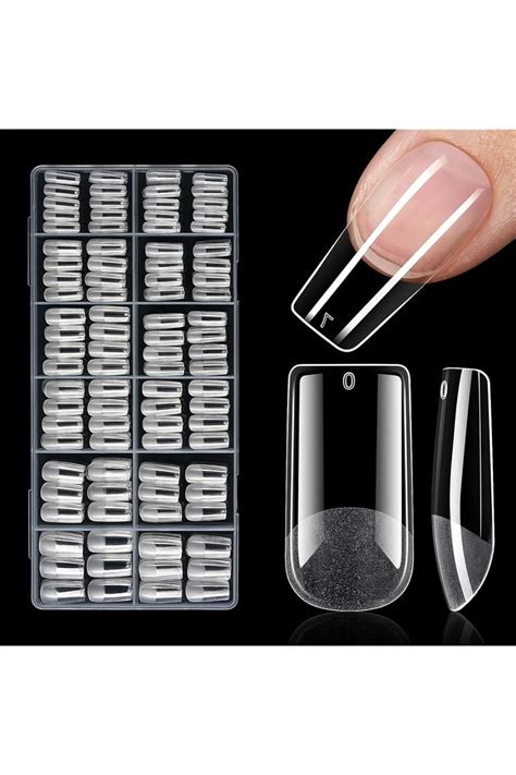 TOMICCA Soft Gel Nail Tips 504pcs Medium Square Half Matte Nails Full